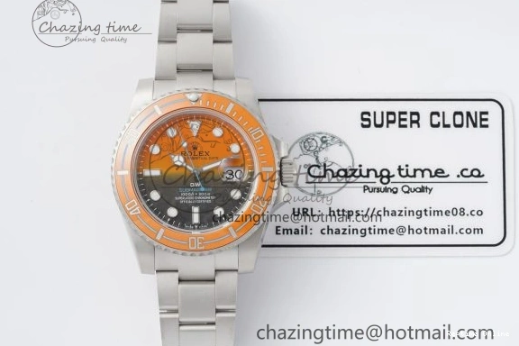 0411 Bold Submariner DIW Sandblasted VSF 1:1 Best Edition Orange Ceramic Bezel Orange Black Dial on SS Bracelet VS 2053